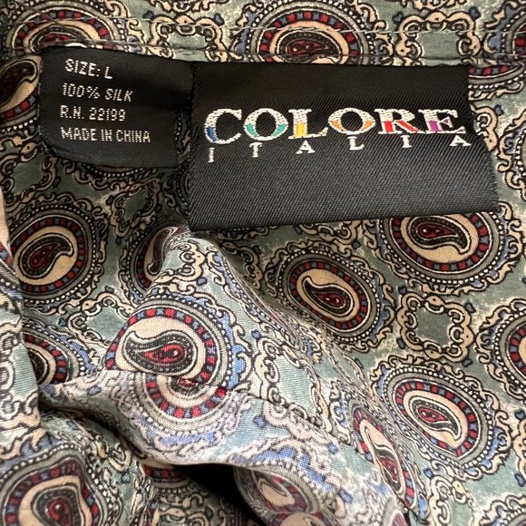 Paisley Silk Short Sleeve Shirt - Colore Italia - Size Large - Picture 8 of 8